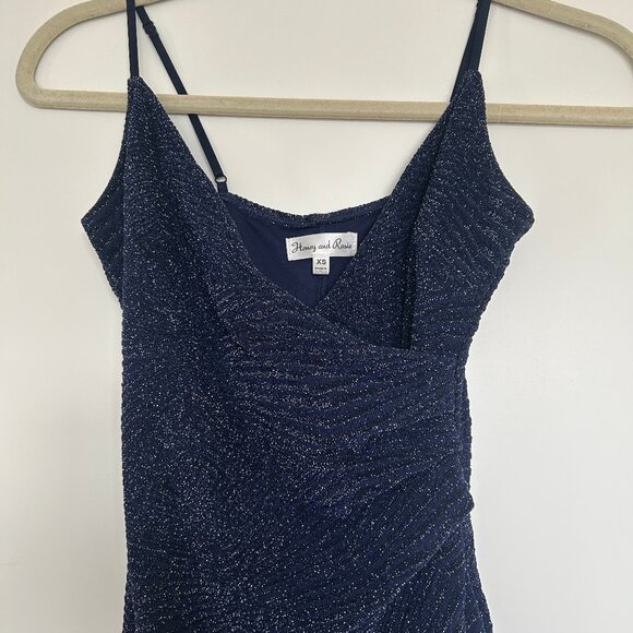 Honey and Rosie Navy Glitter Asymmetrical Dress - Picture 2 of 8